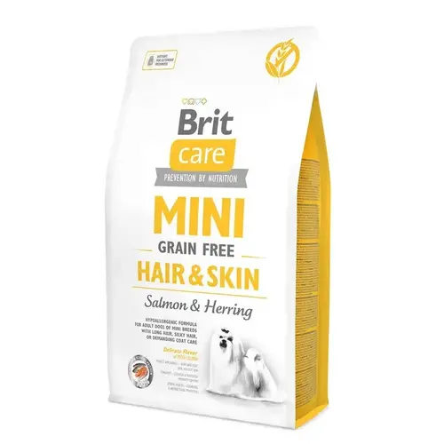 Brit Care MINI Grain-Free Hair & Skin Salmon & Herring сухий корм для собак беззерновий 2 кг - з оселедцем та лососем (8595602520220)