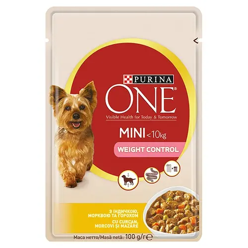 Purina One Mini влажный корм для собак 100 г - с индейкой, морковью и горохом (7613036473514)