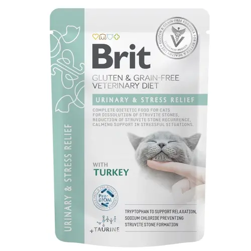 Brit VetDiet Gluten GF Urinary&Stress Relief ВОЛОГИЙ КОРМ Холістік коти (з індичкою) 85 г