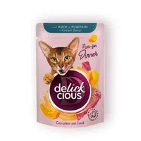 Delickcious Dinner ВОЛОГИЙ КОРМ Premium коти (суп з качкою та гарбузом) 85 г 
