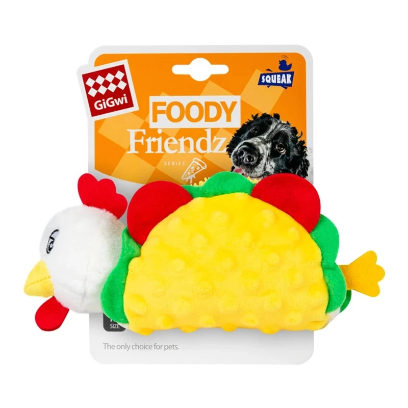 GiGwi Plush Friends Курячий Тако іграшка для собак 26 см - з пищалкою (4823089370101) 