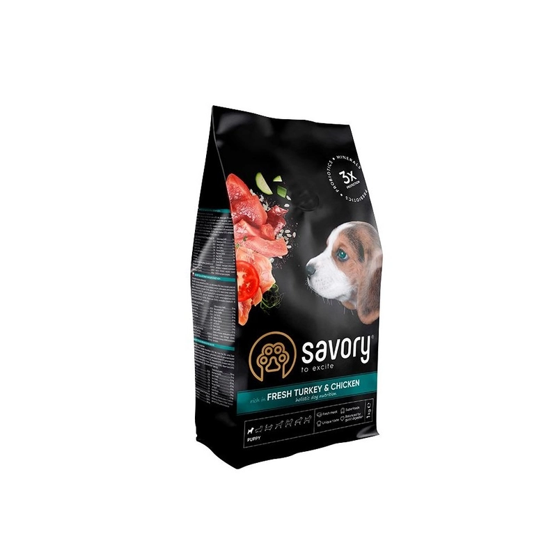 Savory Puppy All Breed Turkey & Chiken сухий корм для цуценят 1 кг - індичка та курка (4820232630280) 