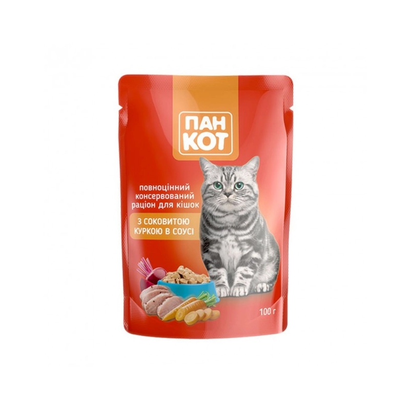 Пан Кот ВОЛОГИЙ КОРМ Економ коти (з куркою) 100 г 