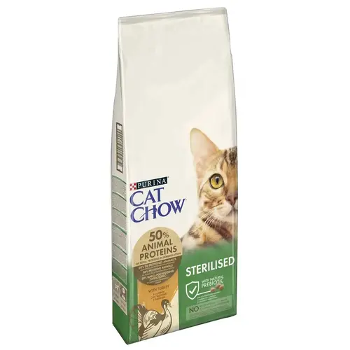 Cat Chow Sterilized сухий корм для стерилізованих котів 15 кг - з індичкою (7613287329592)