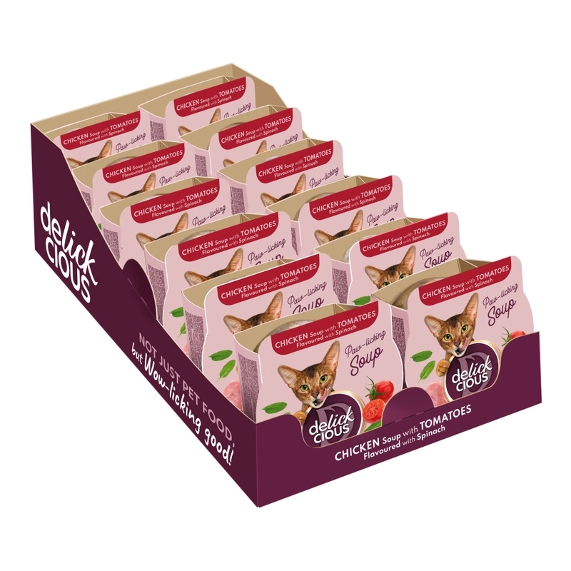 Delickcious Soup ЛАСОЩІ Premium коти (з куркою томатом та шпинатом) 80 г 