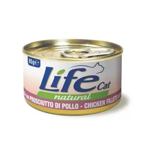 Lifecat Natural ВОЛОГИЙ КОРМ Супер-преміум коти (з курячим філе та шинкою) 85 г