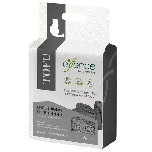 Essence Tofu наповнювач для котячого туалету 6 л - соєвий, з вугіллям (4820261920048)