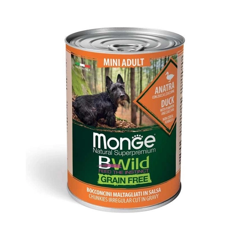 Monge Dog Wet Bwild Grain Free Mini Adult влажный корм для собак 400 г - с уткой, тыквой и цукини (8009470012638) 