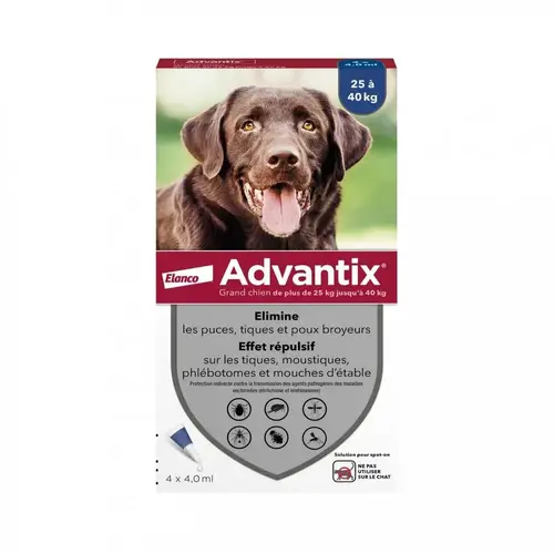 Bayer Advantix краплі для собак 4 мл/піпетка - від бліх, кліщів і комарів, більше 25 кг (4007221047254)