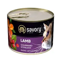 Savory вологий корм для стерилізованих котів 200 г - з ягням (4820232630723) 