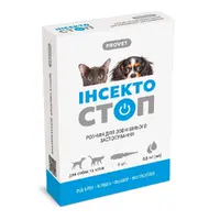 ProVET Інсектостоп краплі для котів та собак 0.8 мл/1 піпетка - від паразитів, 4-10 кг (4823082409815) 