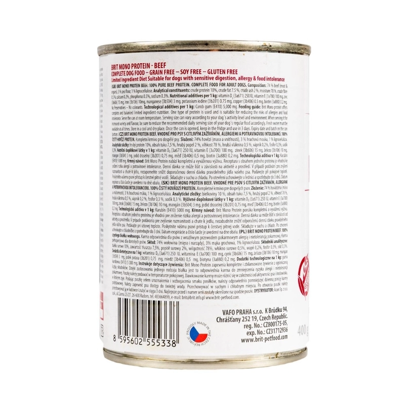 Brit Care MONOPROTEIN Beef ADULT ВОЛОГИЙ КОРМ Супер-преміум собаки (з яловичиною) 400 г  - фото 2