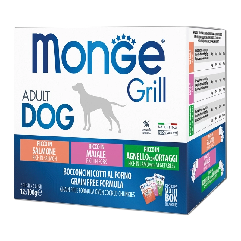 Monge Grill Mix влажный корм для собак 100 г - лосось, ягненок, свинина (8009470017503) 