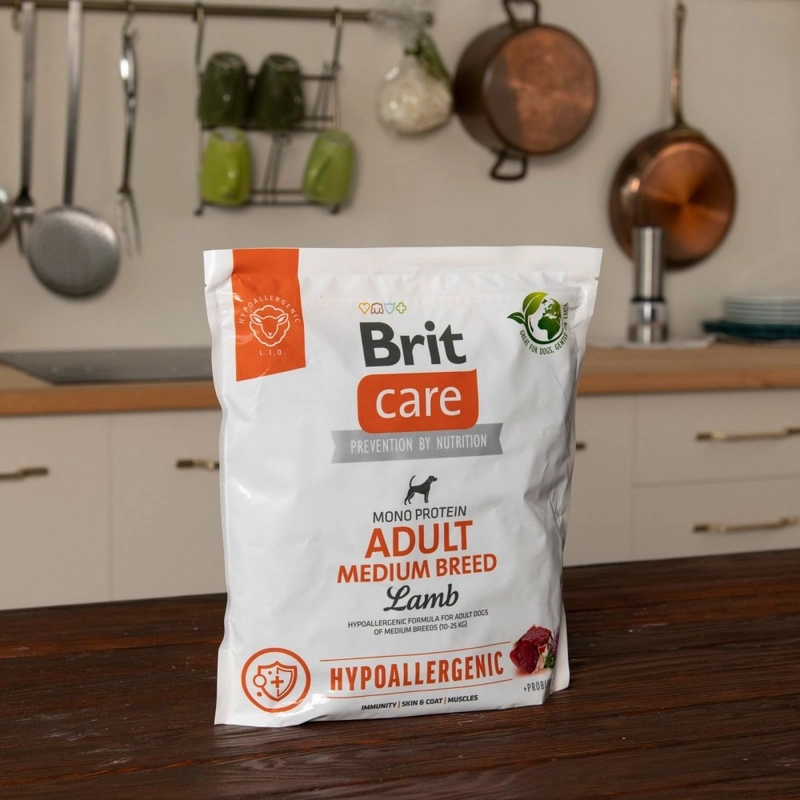 Brit Care Hypoallergenic Mono Protein ADULT Medium Breed Lamb сухий корм для собак середніх порід гіпоалергенний 1 кг - з ягням (8595602559039)  - фото 5