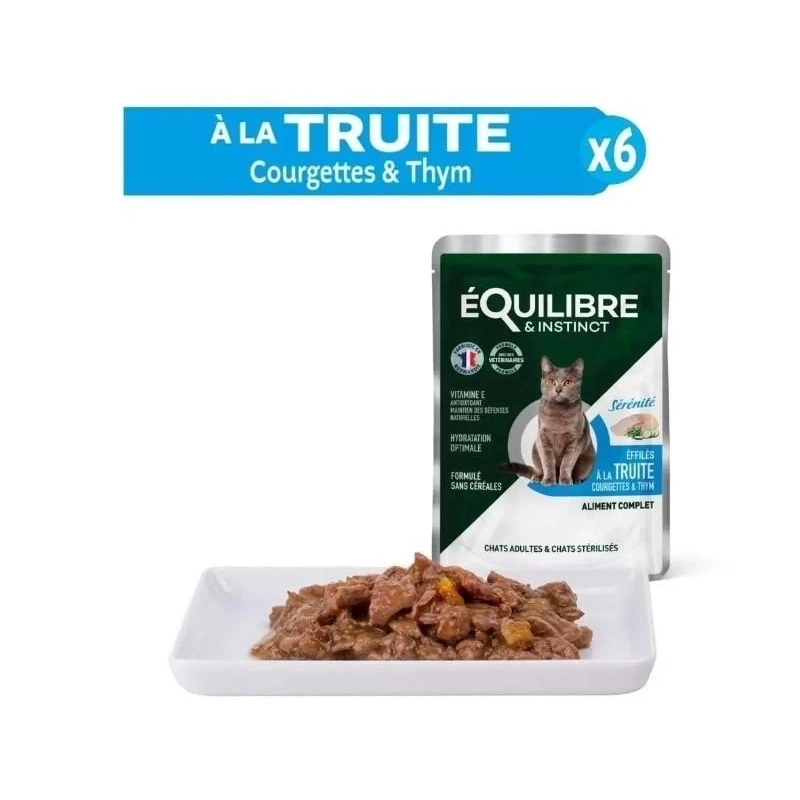 Equilibre&Instinct Sterilised ВОЛОГИЙ КОРМ Економ коти (з куркою, фореллю, яловичиною та лососем) 85 г  - фото 4