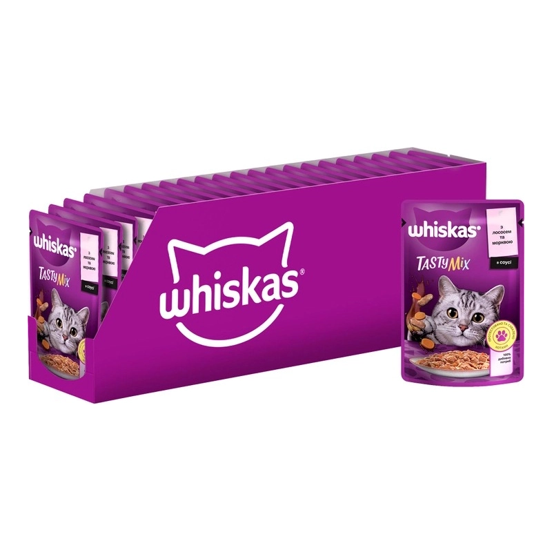 Whiskas TastyMix ВОЛОГИЙ КОРМ Преміум коти (з лососем та морквою) 85 г  - фото 2