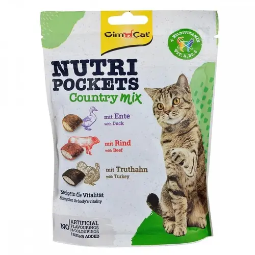 GimCat Nutri Pockets Country Mix ЛАСОЩІ Супер-преміум коти (мікс з м'ясом) 150 г