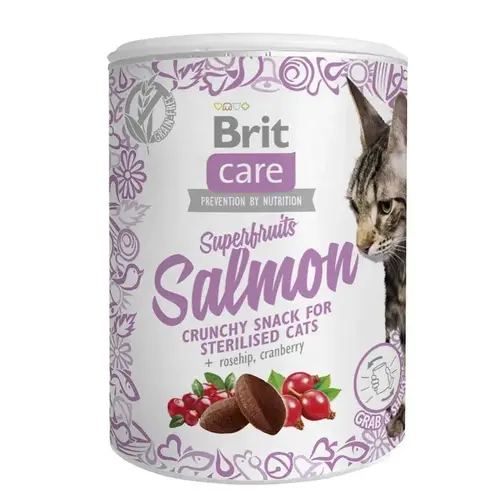 Brit Care Superfruits Salmon Crunchy Snack ЛАСОЩІ Супер-преміум коти (з лососем) 100 г