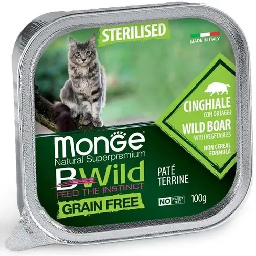 Monge Bwild GF Sterilised ВОЛОГИЙ КОРМ Супер-преміум коти (з кабаном та овочами) 100 г
