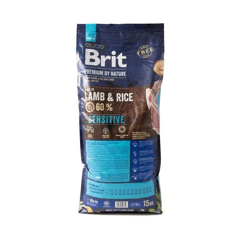 Сухий корм для собак з чутливим травленням Brit Premium Sensitive Lamb з ягням та рисом 15 кг (8595602526642)  - фото 1