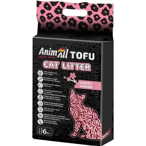 AnimAll Tofu наповнювач для котячого туалету 6 л - соєвий, з ароматом сакури (4820224500904)