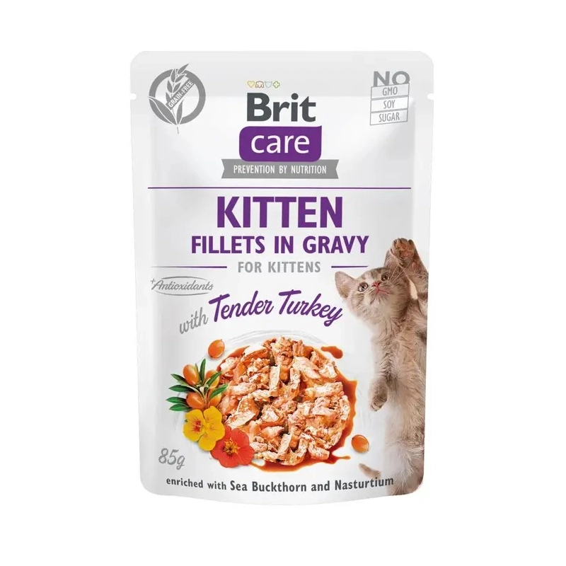 Brit Care Kitten Fillets in Gravy Tender Turkey влажный корм для котят 85 г - с индейкой в соусе (8595602540532) 