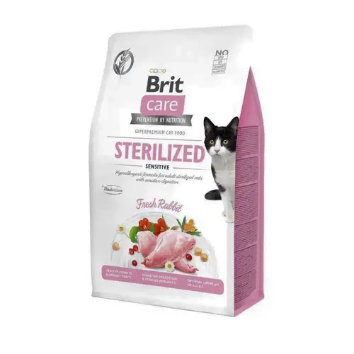 Brit Care GF Sterilized Sensitive сухой корм для стерилизованных кошек с чувствительным пищеварением 400 г - с кроликом (8595602540778)