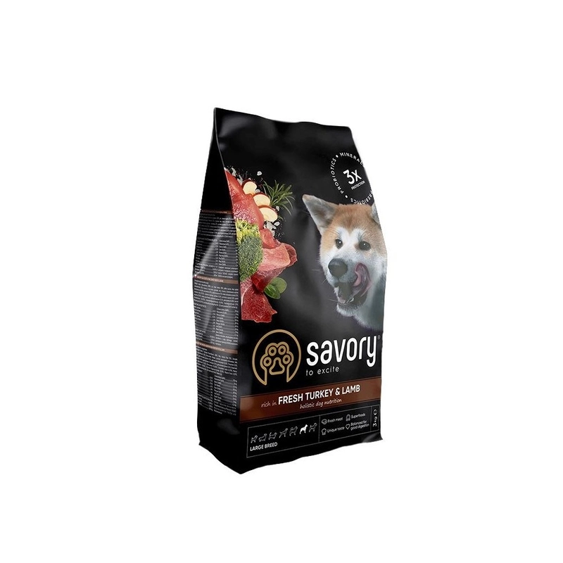 Savory Large Breed Fresh Turkey & Lamb сухий корм для собак великих порід 3 кг - з індичкою та ягням (4820232630235) 