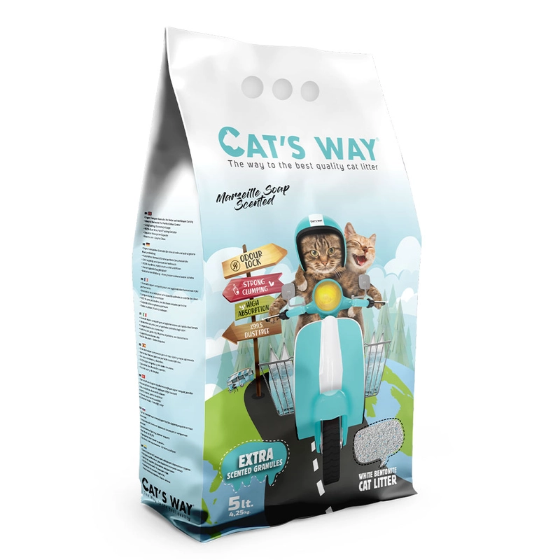 Наполнитель для кошачьего туалета Cat's Way бентонитовый марсельское мыло + бирюзовые гранулы 6 л (8682162004281) 