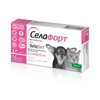 KRKA СелаФорт Spot-On краплі для котів та собак 15 мг-0.25 мл/1 піпетка - від бліх і кліщів, до 2.5 кг (3838989724559) 