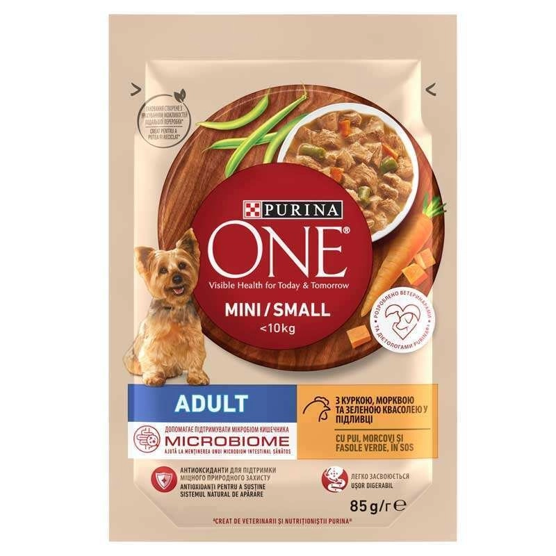 Purina One MINI Chiken & Carrot ВОЛОГИЙ КОРМ Premium собаки (з куркою, морквою та зеленою квасолею) 85 г 