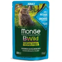 Monge Bwild GF Adult ВОЛОГИЙ КОРМ Супер-преміум коти (з анчоусами та овочами) 85 г 