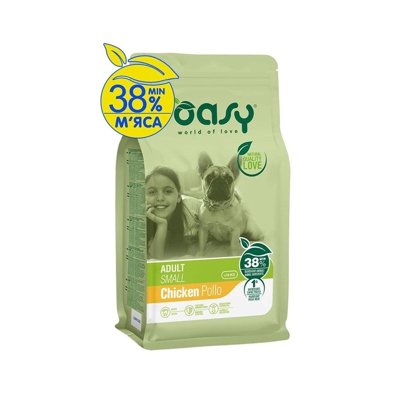 Сухий корм для собак дрібних порід Oasy Lifestage Adult Small з куркою 18 кг (8053017349206) 