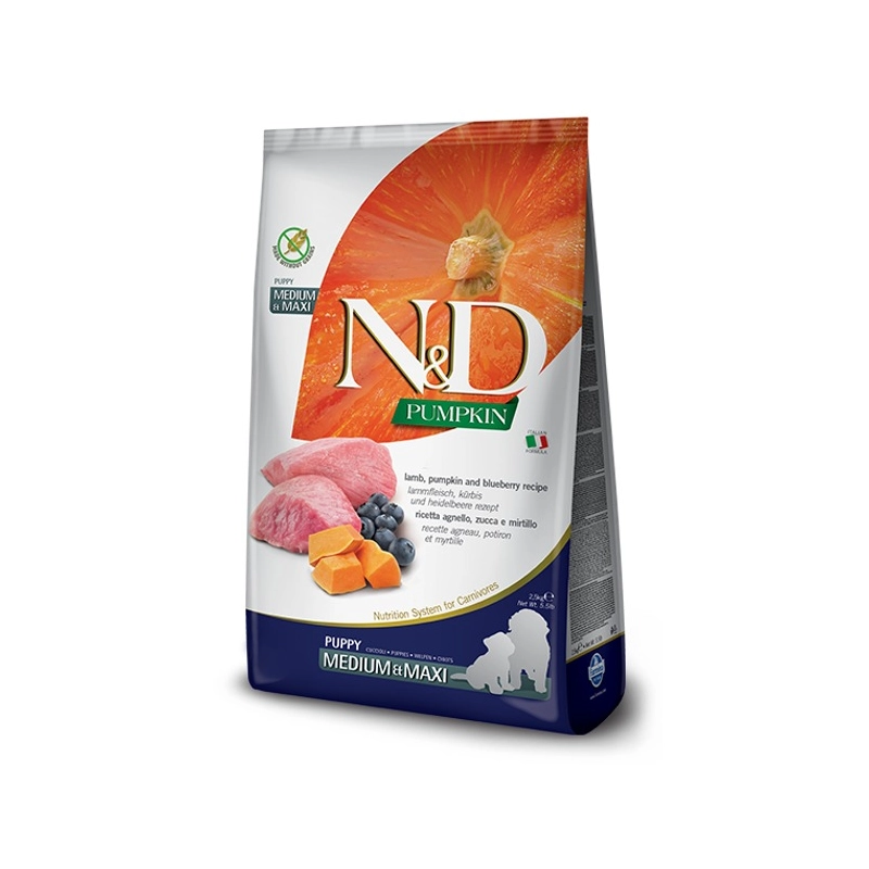 Farmina N&D Pumpkin Grain Free Dog Puppy Medium сухой корм для щенков 12 кг - с ягненком, тыквой и черникой (8010276033345) 