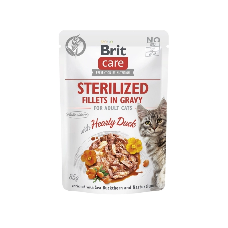 Brit Care Sterilized Fillets in Gravy ВОЛОГИЙ КОРМ Супер-преміум коти (з качкою) 85 г 
