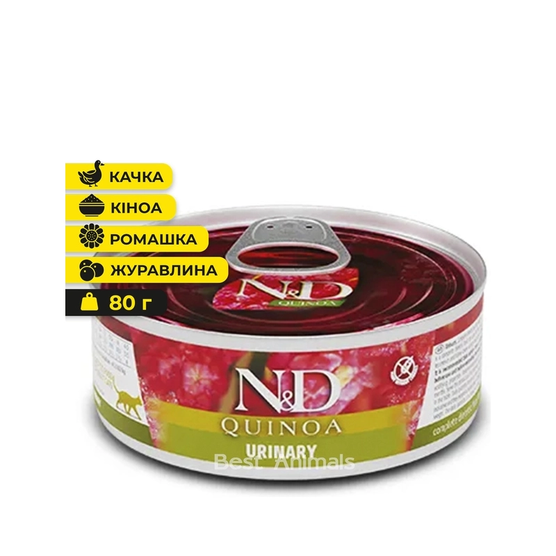 Farmina N&D Quinoa Urinary Duck&Cranberry Adult ВОЛОГИЙ КОРМ Холістік коти (качка та журавлина) 80 г 