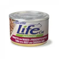 Lifecat Le Ricette Natural ВОЛОГИЙ КОРМ Супер-преміум коти (з тунцем, яловичиною та шинкою) 150 г 