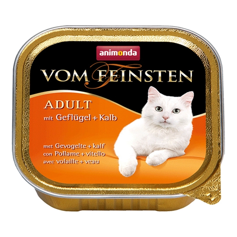 Корм Vom Feinsten Adult with Poultry + Veal консервований д/кот з птицею і телятиною 100 г арт.AM-83 (4017721832007) 