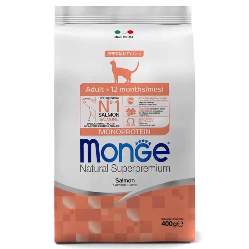Monge Monoprotein Salmon Adult Natural СУХИЙ КОРМ Супер-преміум коти (з лососем) 1.5 кг  - фото 4