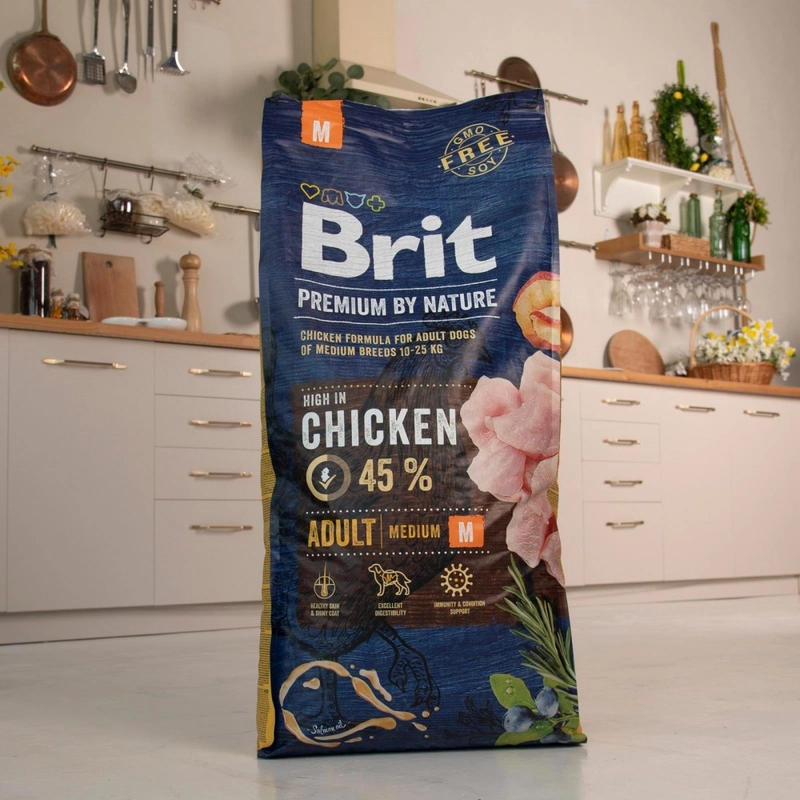 Brit Premium by Nature ADULT M сухой корм для собак для средних пород 15 кг - с курицей (8595602526376)  - фото 6