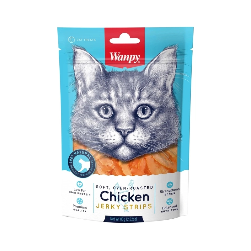 Wanpy Soft Chicken Jerky Strips ЛАСОЩІ Premium коти (в'ялене філе) 80 г 