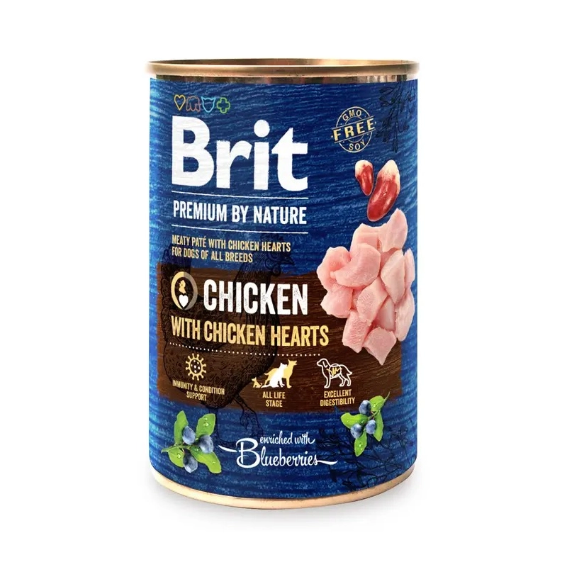 Brit Premium by Nature All Breeds Chiken with Chiken Heartsвологий корм для собак 400 г - з куркою та курячими сердечками (8595602561780) 