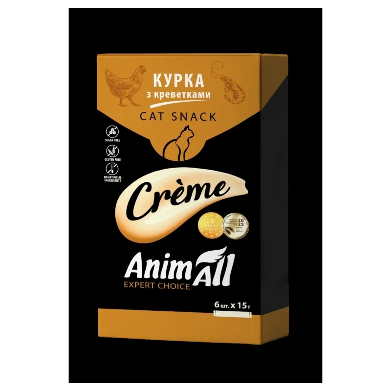 AnimAll Сreme ЛАСОЩІ Супер-преміум коти (мус з куркою та креветками) 15 г  - фото 2