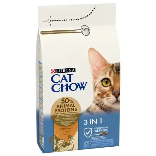 Cat Chow Feline 3 в 1 СУХИЙ КОРМ Економ коти (з індичкою) 1.5 кг