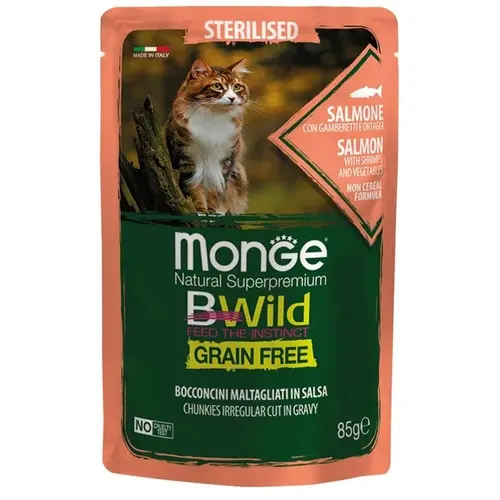 Monge Bwild GF Sterilised ВОЛОГИЙ КОРМ Супер-преміум коти (з лососем та овочами) 85 г