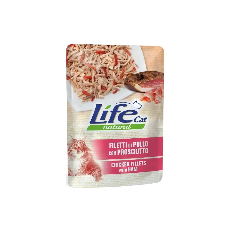 Lifecat Natural ВОЛОГИЙ КОРМ Супер-преміум коти (з курячим філе та шинкою) 70 г 