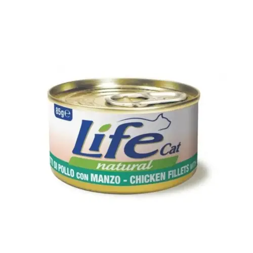 Lifecat Natural ВОЛОГИЙ КОРМ Супер-преміум коти (з курячим філе та яловичиною) 85 г