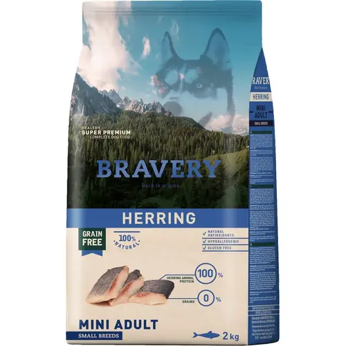 BRAVERY Grayn FREE HERRING MINI ADULT Small Breeds СУХИЙ КОРМ Холістік собаки дрібних порід (з оселедцем) 2 кг