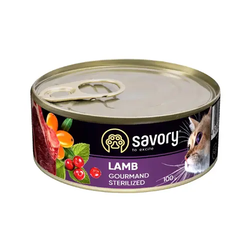 Savory вологий корм для стерилізованих котів 100 г - з ягням (4820232630716)