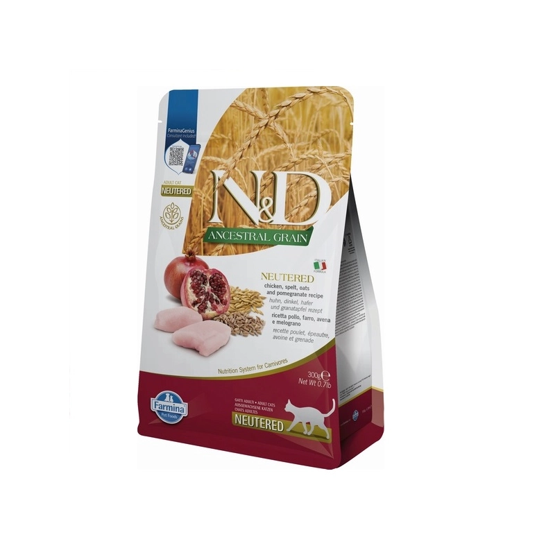 Farmina N&D Ancestral LG Neutered Chicken&Pomegranate сухий корм для стерилізованих котів 300 г - з куркою та гранатом (8010276030474) 